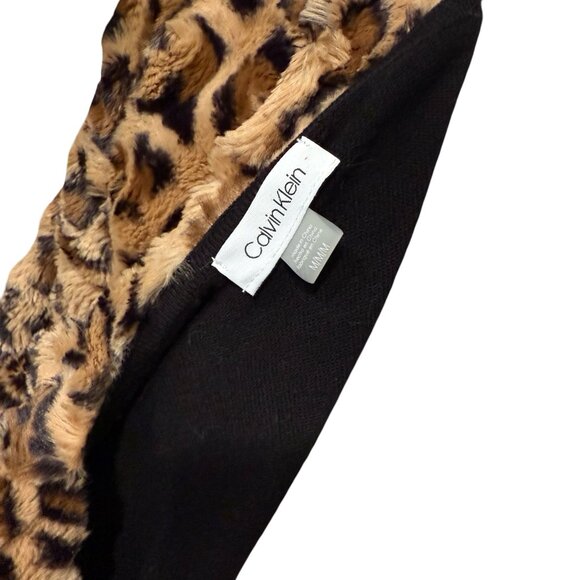 NWT Calvin Klein Brown & Black Animal Print Faux Fur Jacket Size M - Picture 5 of 5
